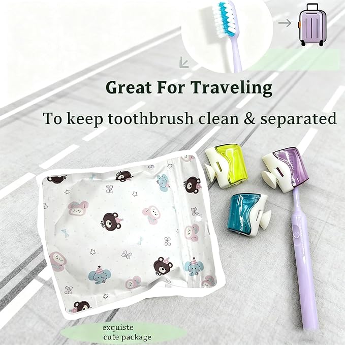 6 PCS Travel Toothbrush Head Covers Caps, Tooth Brush Protector Cap Brush Pod Case Portable Plastic Clip Wall Mounted Hanging Rack Organizer for Bathroom Travel