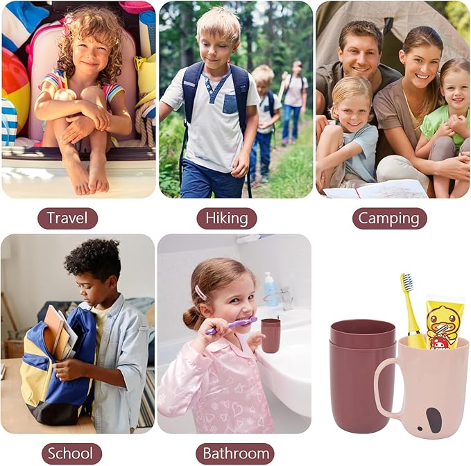 Toothbrush Travel Case, Removable and Portable Toothbrush Holder Cup, Use for Travel, Hiking,Camping, School, Bathroom, Cute and Playful Elephant Styling for Kids and Teens (White)