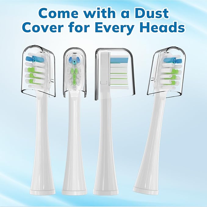 6 Pack Replacement Replacement Brush Heads for Waterpik Sonic Fusion Flossing Toothbrush Compatible with Sonic Fusion SF01/SF02 and Sonic Fusion 2.0 SF03/SF04- White with Caps