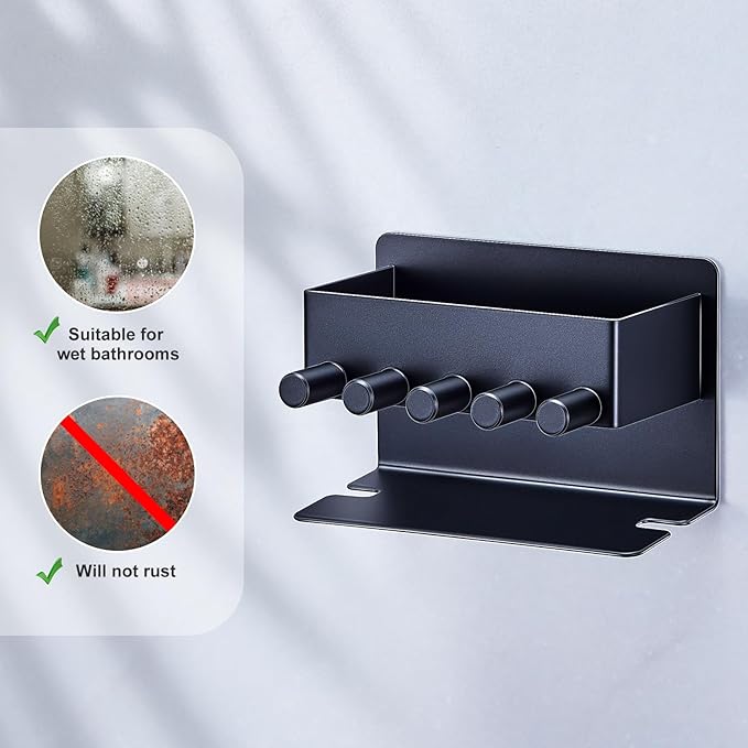 Electric Toothbrush Head Holder, Electric Toothbrush Holders Wall Mounted, Electric Head Holder, Brush Head Storage, Brush Head Holder Toothpaste Holder for Bathrooms (Black)