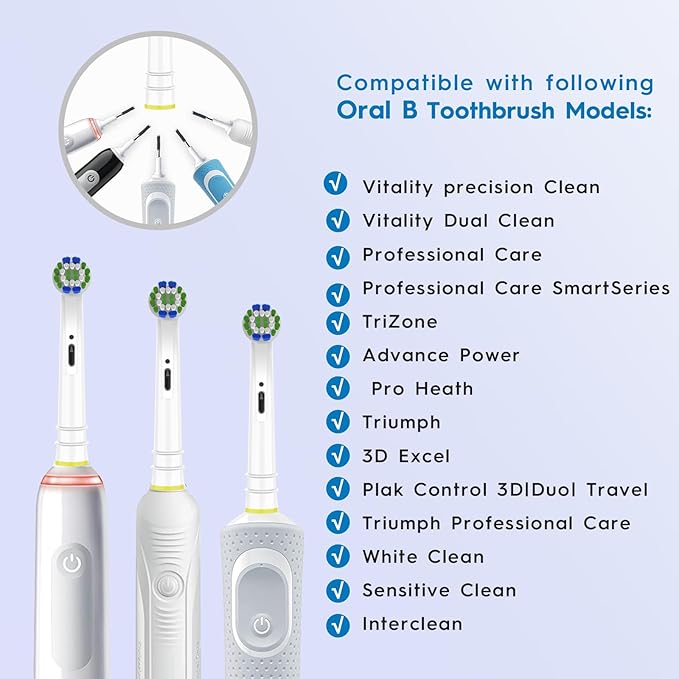 Replacement Toothbrush Heads Compatible with Oral B Braun Pro 500, 1000, Genius X, Smart 1500 Series, 8 Pack Professional Electric Toothbrush Heads, White+Black