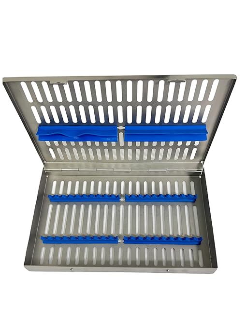 ArtLab-Dental Instrument Sterilization Cassette Rack Box (for 20 Pieces) for Dental Instruments Organizer and Dental Hygiene Sterilization Cassettes Rack Box (20 Slot-Blue)