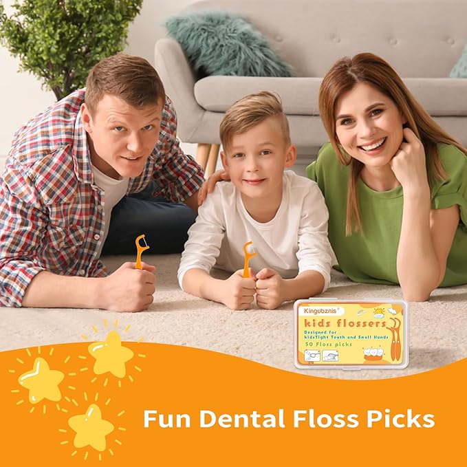 Kids Flossers,200 Counts Toddler Floss Includes 4 Portable Travel Cases,Reusable Floss Pick,No Shred Thread and Unflavored