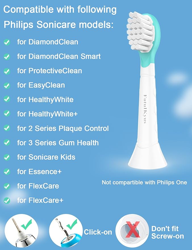 Kids Replacement Heads for Philips Sonicare: 3+ Years Old Children Soft Electric Toothbrush Compact Child Brush Head for Boys Girls, Blue 4 Pack