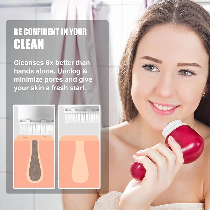 Brushmo Brush Head Replacements Compatible with Clarisonic Mia 1, Mia 2, Mia Fit, Alpha Fit, Smart Profile Uplift and Alpha Fit, Sensitive Facial 4 Pack (Sensitive)