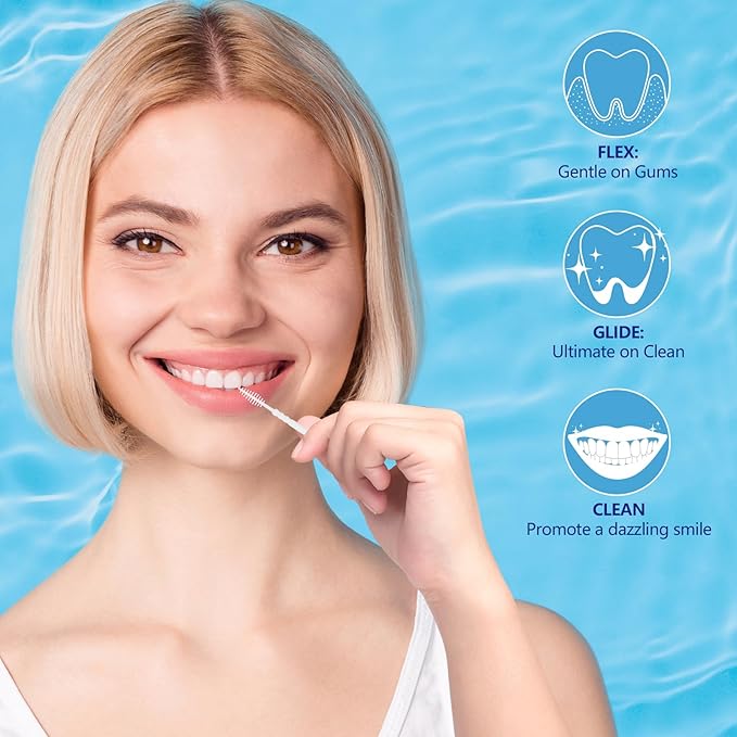 Brushpicks Interdental Toothpicks,Soft Bristle Dental Floss Picks Toothpicks,Helps Removes Plaque and Debris Between Your Teeth 300PCS (Pack of 1)