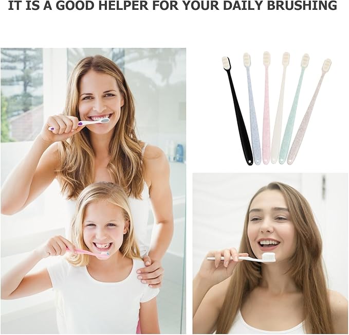 6pcs Super Soft Manual Toothbrushes for Adults Gentle Bristles for Deep Cleaning Plaque and Travel-Friendly Oral Care