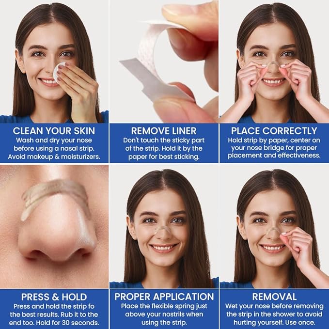 Nasal Strips for Snoring & Breathing – Soft, Plastic-Free Nose Strips for Sleeping – Drug-Free, No Magnet Design for Comfortable Airflow (100 Count)