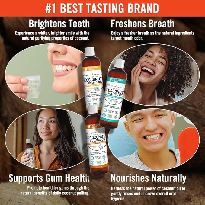 Kapuluan Coconut Oil Pulling for Teeth and Gums Mouthwash, 100% Pure and Natural, Non-GMO, Ayurvedic – Refreshing Spiced Chai Essential Oils