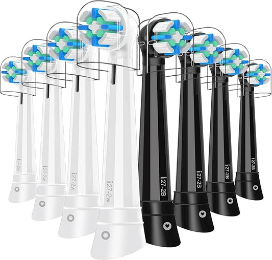 iO Replacement Heads Compatible with Oral B iO 2/3/4/5/6/7/8/9/10/Deep Clean Series Electric Toothbrush, Brush Heads Compatible with Oral B iO with Medium Bristles Care Your Teeth (8 Black/White)