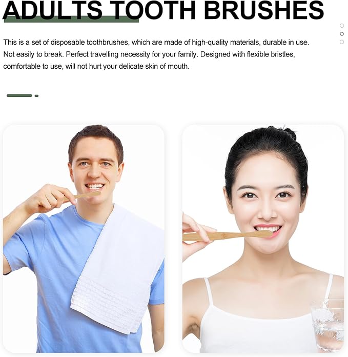 Toothbrushes for Adults 10Pcs Soft Nylon Bristles Disposable Eco-Friendly Manual Toothbrush Set with Natural Handle for Travel and Daily Oral Care
