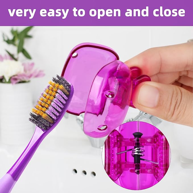 6 Pack Toothbrush Covers Portable Toothbrush Protector Coverings Clips Tooth Brush Storage Head Cover Cap for Kids Bathroom Home Travel Tooth Brush Case
