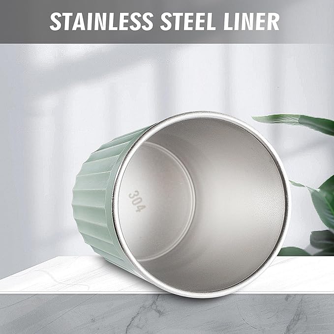 Toothbrush Holder for Bathroom-12oz Unbreakable Stainless Steel Bathroom Cup,Easy to Clean Toothbrush Cup, Reusable Bathroom Tumbler Cups for Home/School/Office(3" x 4.5" Green)