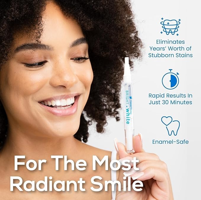 Venus Visage Teeth Whitening Pen - Effective Teeth Whitening Gel - 40+ Uses - Professional Formula - Mint Flavor - No Sensitivity (0.10 Fl Oz (Pack of 3))