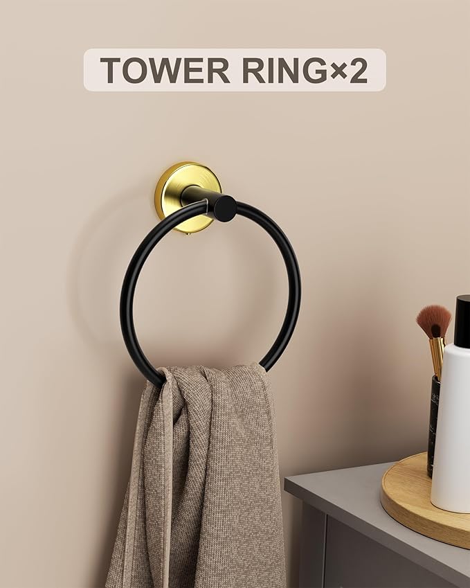 Bathroom Hardware Set 10 Pieces,Towel Bar Set Bathroom Accessories with 16'' Towel Bar Towel Ring Toilet Paper Holder and Towel Hooks