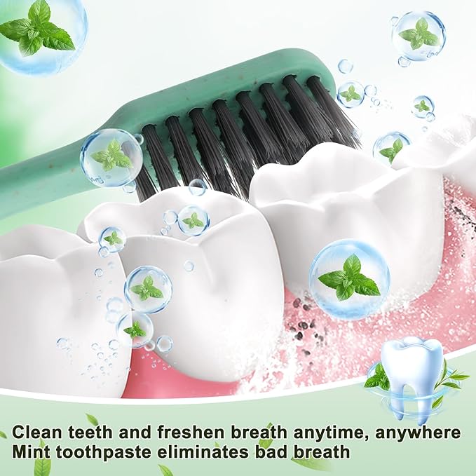 HOFASON Disposable Toothbrushes with Toothpaste 50 Pack, Disposable Travel Bulk Toothbrush and Toothpaste Set Individually Wrapped, Travel Size Toiletries for Homeless, Shelter, Charity, Hotel