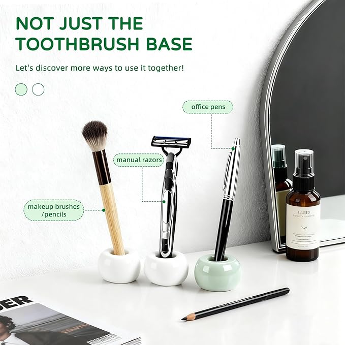 2Pcs Ceramic Toothbrush Holders for Bathrooms Countertop Toothbrush Holder Makeup Brush Holder Pen Holder Razor Holder Tooth Brush Holder Toothbrush Stand Bathroom Accessories
