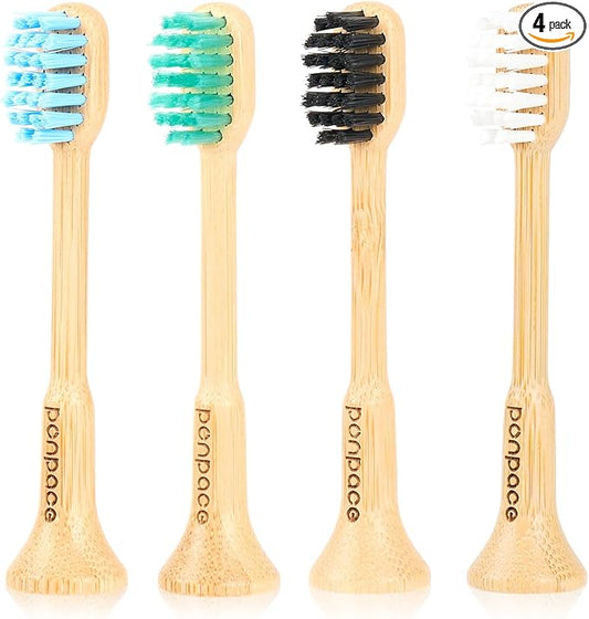 Bamboo Toothbrush Heads Compatible with 7AM2M, Soft Castor-Oil Bristles, Biodegradable Toothbrush Replacement Heads, Eco-Friendly & Daily Cleaning