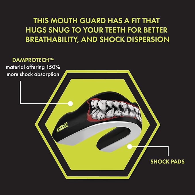DAMAGE CONTROL Extreme Impact Mouth Guard – Sports Mouthguard for Boxing, MMA, BJJ, Hockey, Rugby, Lacrosse, & More – Mouthpiece for Teeth & Jaw Protection (Adult, Bitemare EI)