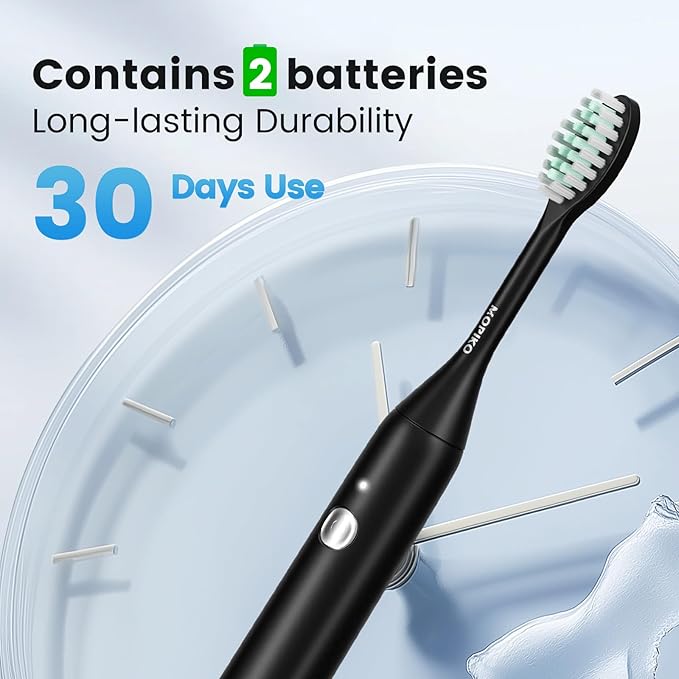 Travel Electric Battery Toothbrush for Adults, Sonic Electric Toothbrush with Case, Rechargeable Portable Electric Toothbrush Travel Kit (Black, Battery)