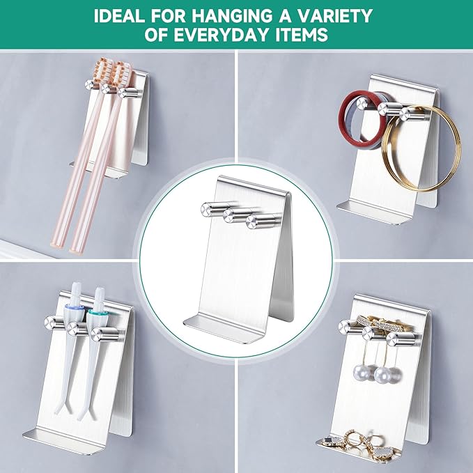 Electric Toothbrush Head Holder Adhesive or Tabletop, Tooth Brush Holder for Bathroom, Electric Toothbrush Holders Wall Mounted, Tooth Brushing Holder, Brush Head Holder (Silver, Small)
