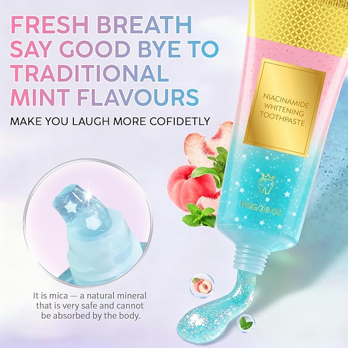 Niacinamide Whitening Toothpaste 2Pack - Gum Care Strengthen, Tooth Enamel, Prevent Cavities, Fresh Breath, Gentle & Non-lrritating, Fluoride-Free