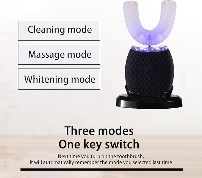 Automatic Toothbrush for Adult - Ultrasonic Electric Toothbrush with Soft Bristles Waterproof & Washable Rechargeable Portable Design with Wireless Charging 30'' Timer for Travel & Home Use (Black)