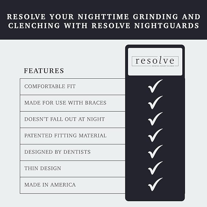 Resolve Night Guard - Custom-Fit Professional Mouth Guard for Nighttime Teeth Grinding and Clenching, Relieve Tooth Pain at Night with 2-Pack Night Guard (Silver)