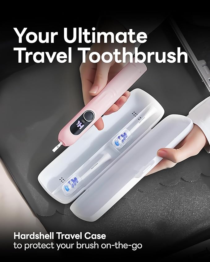 SAKYPRORAL Electric Toothbrush with AI Smart Screen for Adults Kids Teens | 6 Brush Heads | 150-Day Battery, Real-Time Brushing Map | 5 Whitening Modes, Travel Case | Sonic Toothbrush (Pink)