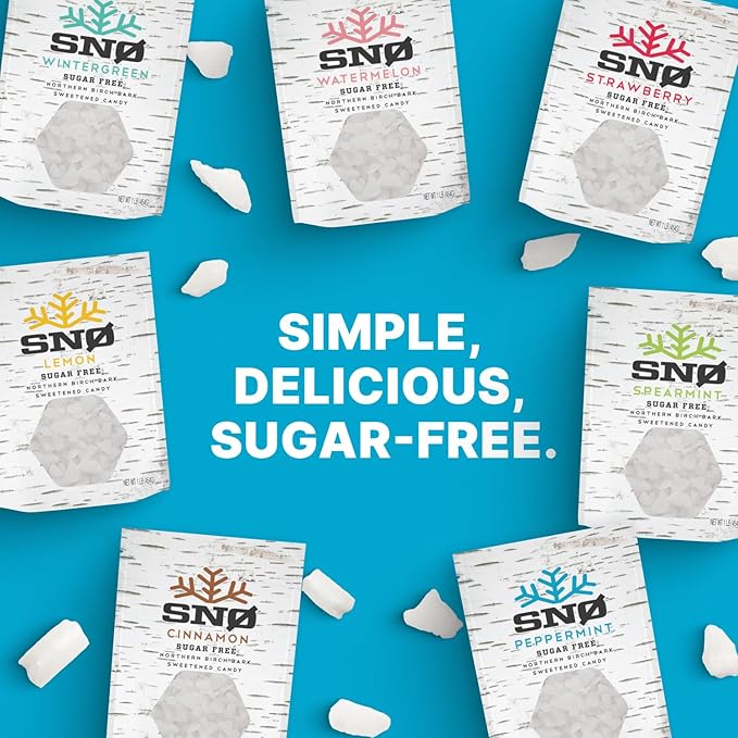 Peppermint KETO Xylitol Candy Chips - SNØ 1.5oz Tin - Sugar-Free Candy With Only 2 Ingredients | Low Carbs, Diabetic-Friendly, Non-GMO, Vegan, GF & Kosher | Purest candy in the world!