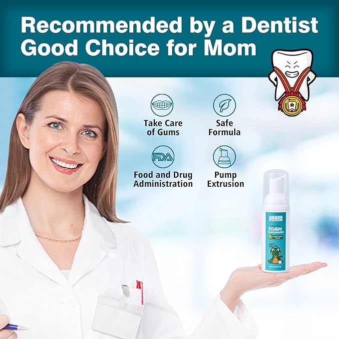 NOHOO Kids Foam Toothpaste with Fruit Flavor,Fluoride Free Natural Formul, Foam Toothpaste for Electric Toothbrush,Suitable for Toddler's Oral Cleaning and Cavity Prevention(Orange+Cantaloupe)