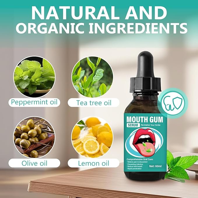 Gum Restore Drops, Gum Repair for Receding Gums, Stain Removal, Fresh Breath, Natural Ingredients Eliminate Bad Breath, Oral Care Drops for Adults, 60ML