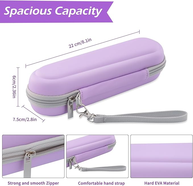 TYSORETY Toothbrush Travel Case for Oral B/Oral-B Pro 1000 1500 5000 7000 & Philips Sonicare 4100 1100 5300 5100 6100/iO Electric Toothbrush, Hard Protective Storage Bag (Light purple)