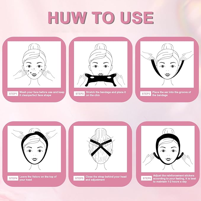 Chin Strap for Sleeping,Anti Snoring Chin Strap for CPAP Users,V-Line Lifting Mask,Adjustable and Breathable Chin Strap-Keep Mouth Closed for Effectively Reduce Snoring (Black-White)