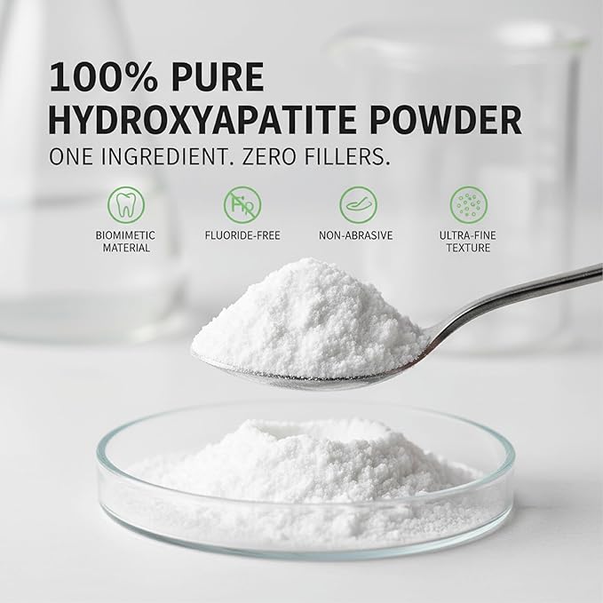 Hydroxyapatite Powder – 100% Pure Hydroxyapatite Powder for Enamel Care – Fluoride-Free, Non-Toxic DIY Toothpaste Ingredient – Natural Oral Health Alternative (1.8 oz / 50g)