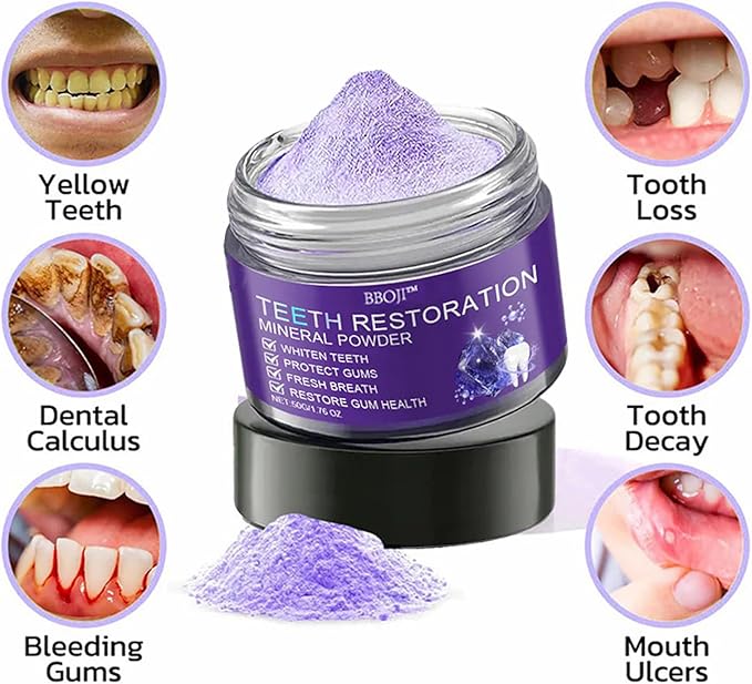BBOJI Teeth Restoration Mineral Powder, Tooth Restoration Powder, Natural Teeth Restoration Powder-50g, Professional Oral Care, Protect Gums and Freshen Breat (1 Bottle)