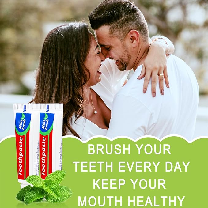 50 Tubes Bulk Travel Size Toothpaste,Miniature 0.88 oz(25g) Small Toothpaste Travel Size Bulk 1.3x3.93 inches Peppermint Mini Disposable Toothpaste for Hotel,Guests,Homeless,Charity