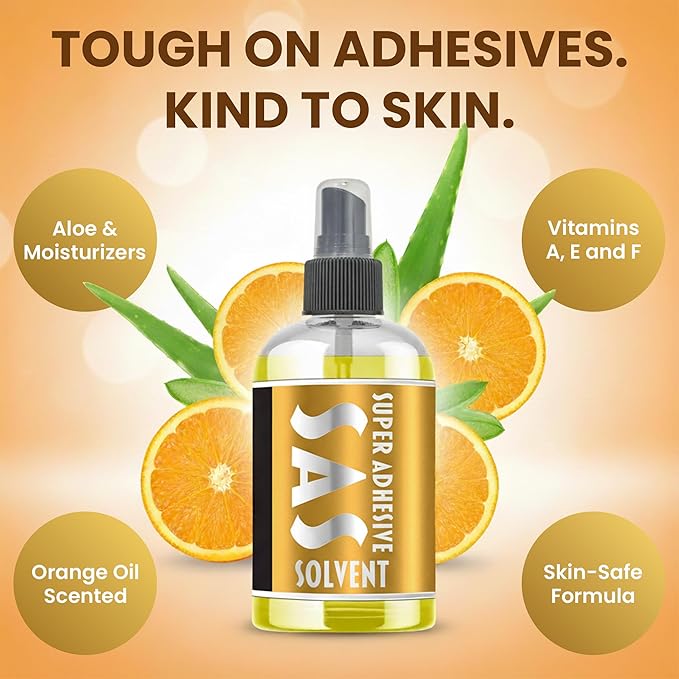 SAS Adhesive Residue Remover | Professional-Grade Cleaner for Wig & Hair Systems, Removes Wig Adhesive and Hair Glue for Wigs Residue, Gentle on Lace Glue for Wigs, Safe Non-Oily Formula | Made in USA
