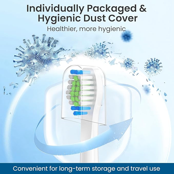 Replacement Toothbrush Heads 10 Pack Compatible with Bitvae Daily D2 Rechargeable Toothbrush, for D2 Toothbrush Heads Refills, White
