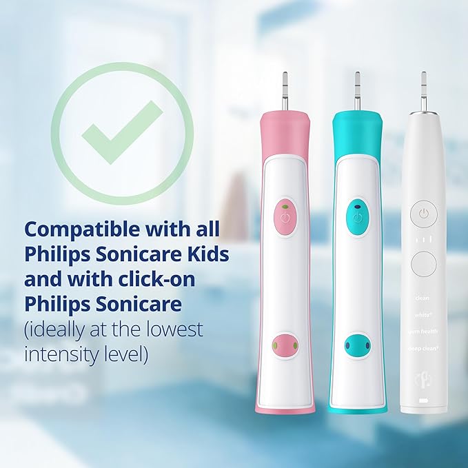 demirdental Kids Toothbrush Heads Compatible with Philips Sonicare Kids Toothbrush Heads - Replacement Heads Sensitive - Brush Heads from Ages 7 to 10 - Turquoise - Replaces HX6048-8 Pack