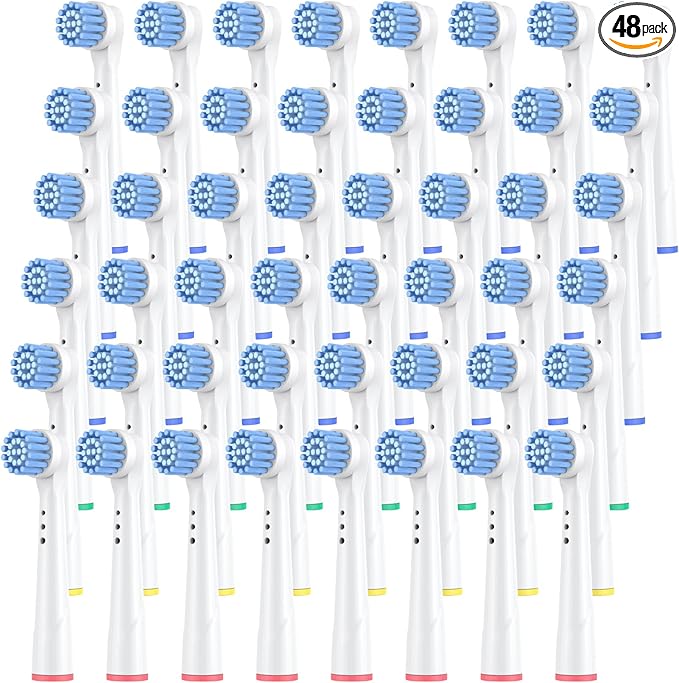 Safcare Sensitive Gum Care Replacement Brush Heads, Pack of 48 Professional Electric Toothbrush Heads Compatible with Oral b Braun Electric Toothbrush (48 Pack)