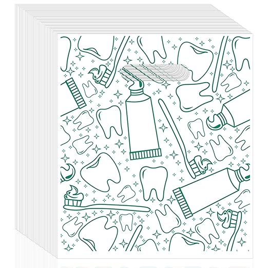 300 Pack Dental Bags, Tooth Patient Care Dental Bags, 9 x 8 Inches dental goodie bags, for Dental Clinics, Schools and Patient use (Dental Care Icons – Green)
