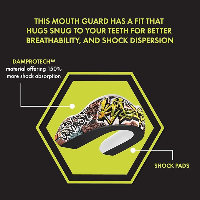 DAMAGE CONTROL Extreme Impact Mouth Guard – Sports Mouthguard for Boxing, MMA, BJJ, Hockey, Rugby, Lacrosse, & More – Mouthpiece for Teeth & Jaw Protection (Adult, King Tag EI)