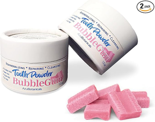 Remineralizing & Cleansing Tooth Powder, Bubblegum. Fluoride Free, SLS Free, Nano Free for Organic Oral Wellness (1 Ounces, 2 Pack)