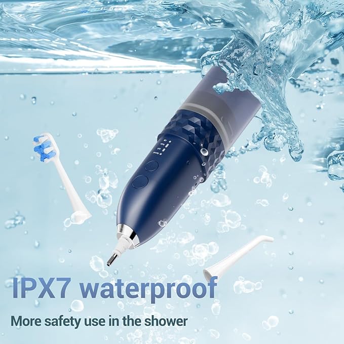 Marchpower Upgraded 2-in-1 Electric Toothbrush with Water Flosser, Ultrasonic Cleaning & 3+4 Smart Modes, Portable Oral Irrigator with Point-Jet, Rechargeable IPX7 Waterproof for Home & Travel Use