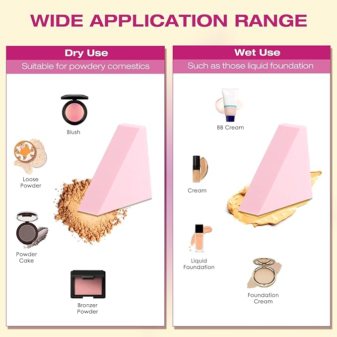 WSYUB Makeup Sponges Wedges, Disposable Makeup Applicator Cosmetic Wedges Sponges for Foundation Latex Free, Medium Size
