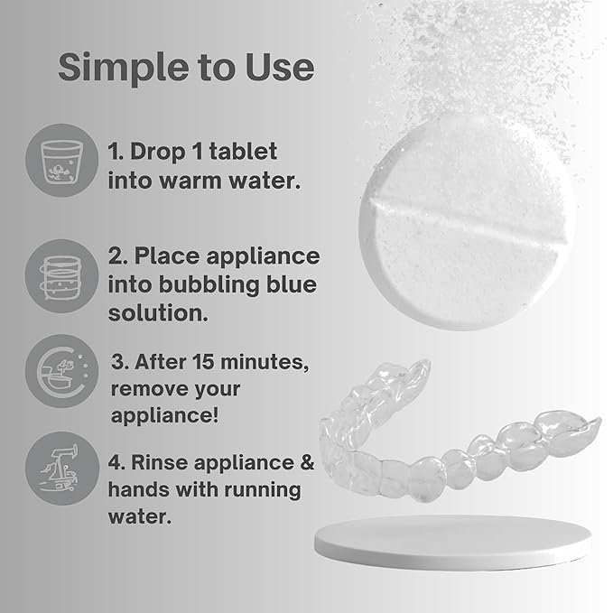 96 Count Retainer Cleaner Tablets for Aligner, Mouth Guard, Night Guard and More. Cleaning Tablets for Ultrasonic Cleaners - Fresh in 3 Minutes - 3 Month Supply - Mint