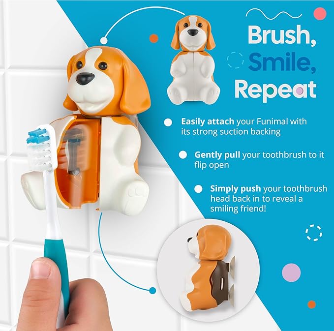 Flipper Fun Animal Pig Toothbrush Cover – Kids Toothbrush Holder with Cover – Toothbrush Holders for Bathrooms - Suction Cup Toothbrush Holder