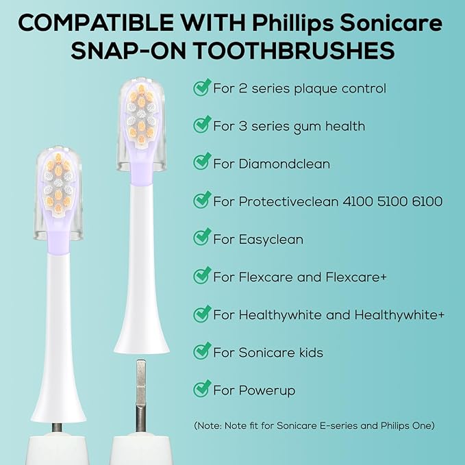 ASYH Replacement Toothbrush Heads Compatible with Philips Sonicare 4100, 5100, 6100 Electric Toothbrushes, Wave-Contoured Design & Medium Soft Brush Heads with Cover - 8Pcs