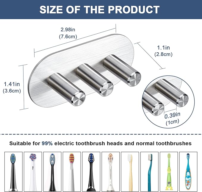 Electric Toothbrush Head Holder for Bathroom Shower, Toothbrush Holders Wall Mounted, Tooth Brushing Holder, Self Adhesive Toothbrush Storage Organizer Toothbrush & Razor Holder (Small)